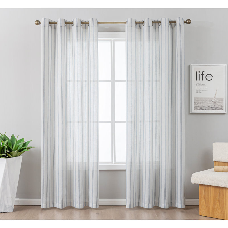Paire de rideaux semi-transparents avec œillets Boho, L 52 po x L 108 po
