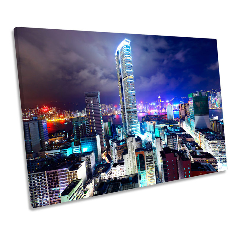 Hong Kong City Night - Wrapped Canvas Art Prints, 30.5cm H x 45.7cm W x 2cm D