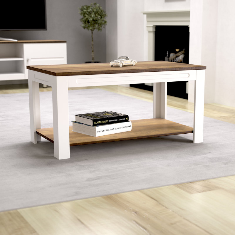 Arlais Four Leg Coffee Table with Storage, Satin White