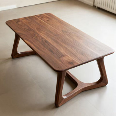 Nordic-style wood coffee table.