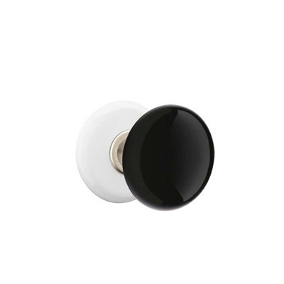 Ensemble de boutons Emtek avec rosette en porcelaine blanc glacé et bouton en porcelaine ébène