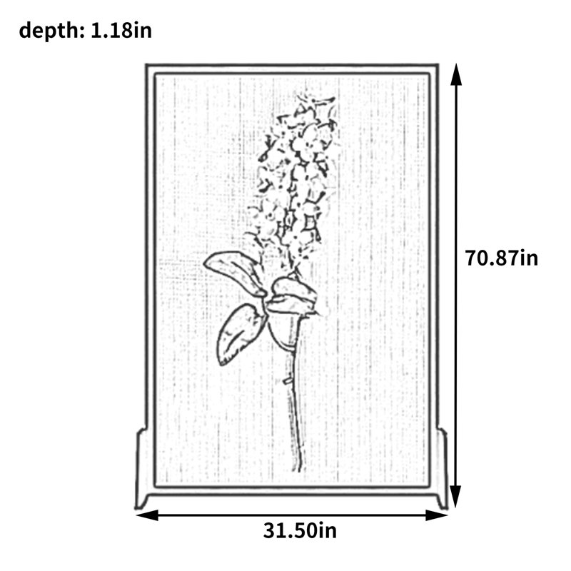 Luxurious Floral Solid Wood Screen, Wenge, 70.87" H x 31.5" W x 1.18" D