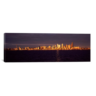 City Viewed From Alki Beach, Seattle, King County, Washington State - Wrapped Canvas Panoramic Photograph