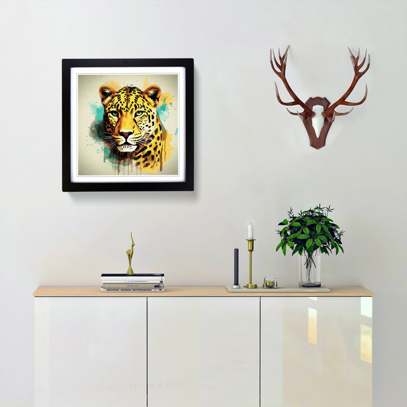 Leopard Retro Art No.3 - Framed Print, Black