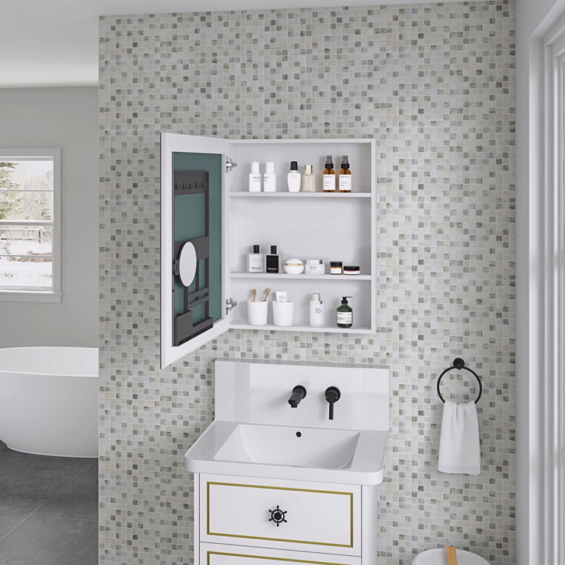 Armoire à pharmacie avec miroir de salle de bain de 24 po de largeur - Armoires à pharmacie à porte en bois pour salle de bain