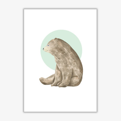 Watercolour Bear With Green Circle - Painting