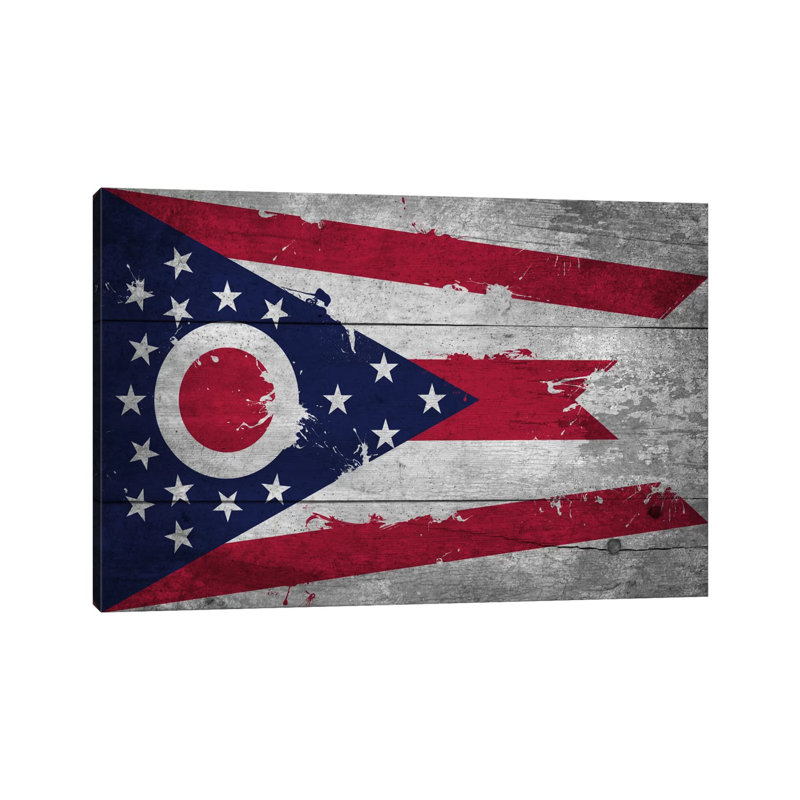 Ohio FlagWood Planks With Splatters by ICanvas - Wrapped Canvas Gallery-Wrapped Canvas Giclée