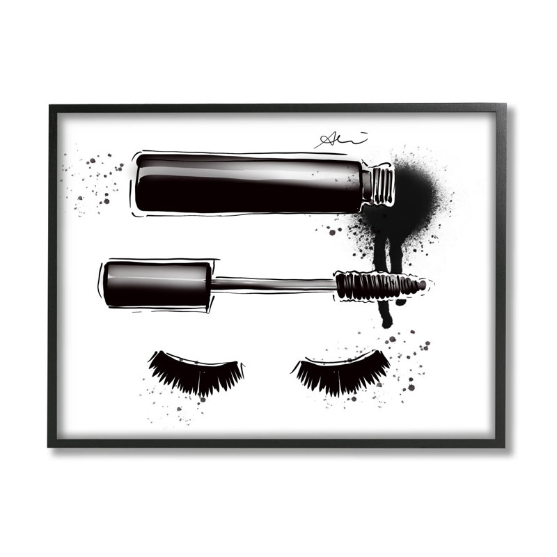 «Glam Mascara Lash», art de la giclée par Alison Petrie, H 11 po x l 14 po x P 1,5 po, Giclée encadrée noir minuit