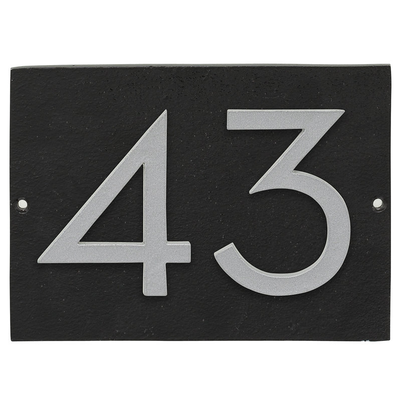 Plaque d’adresse murale sur 1 ligne flottante, Noir, Argent, Oui