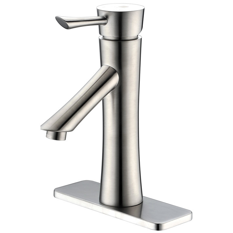 Brushed Nickel Single Handle Bathroom Faucet with Drain Assembly