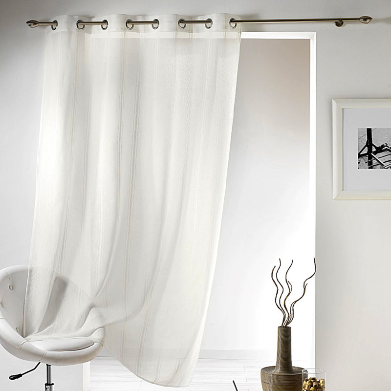 Mirano Classic Sheer Curtain Panel with Stripes, Light & Airy Drapery, 95 x 55 Inches - 1 pc, Beige