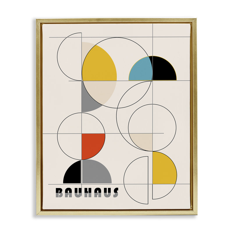 Art mural sur toile flottant Bauhaus, Cadre flottant métallique doré, H 21 po x l 17 po