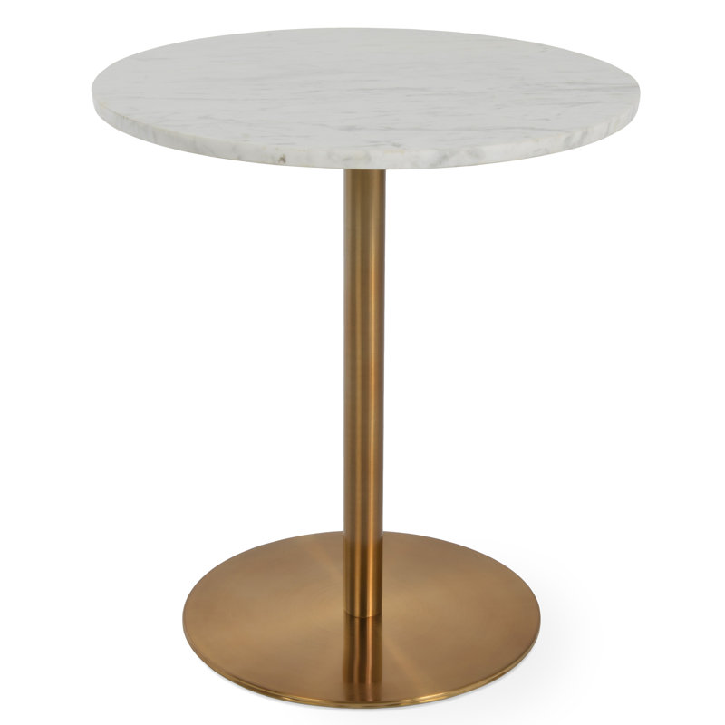 Ares End Table Marble Top, White