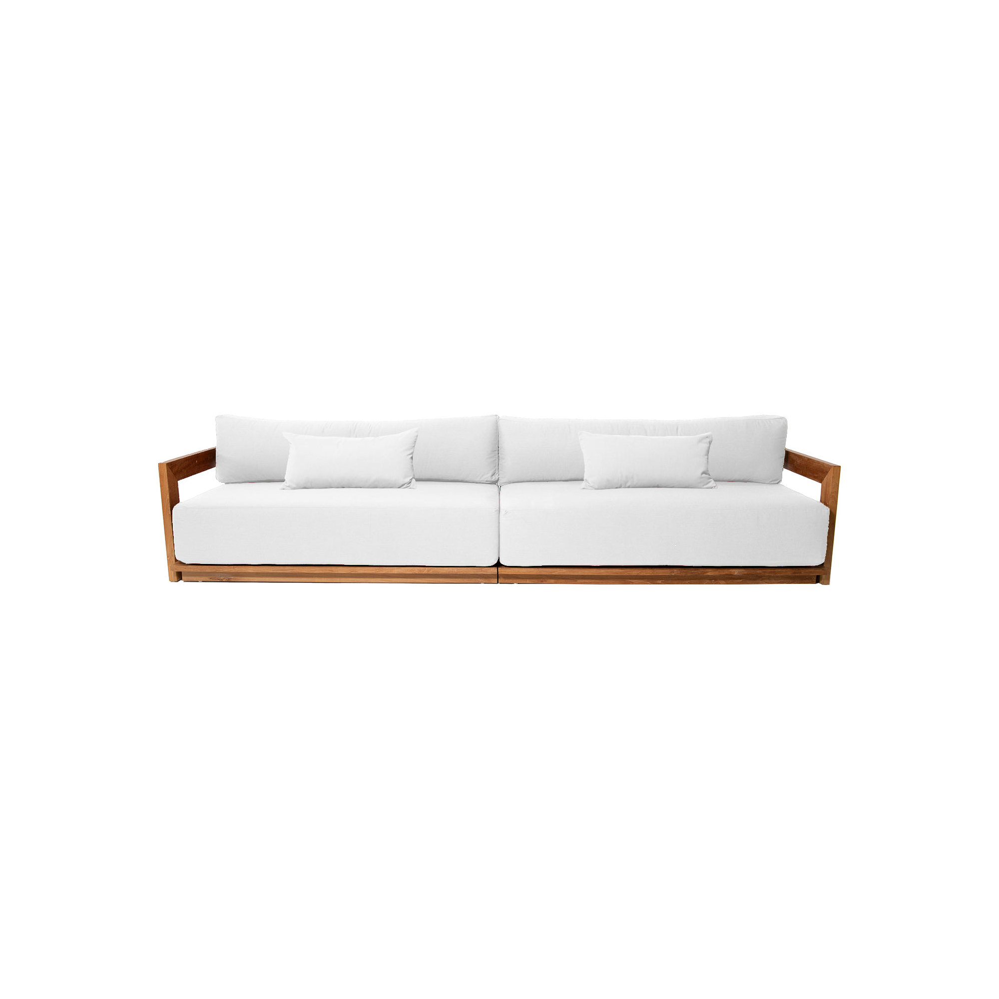 Varenna 119'' Wide Rectangle Teak Patio Sofa with Sunbrella® Cushions, White