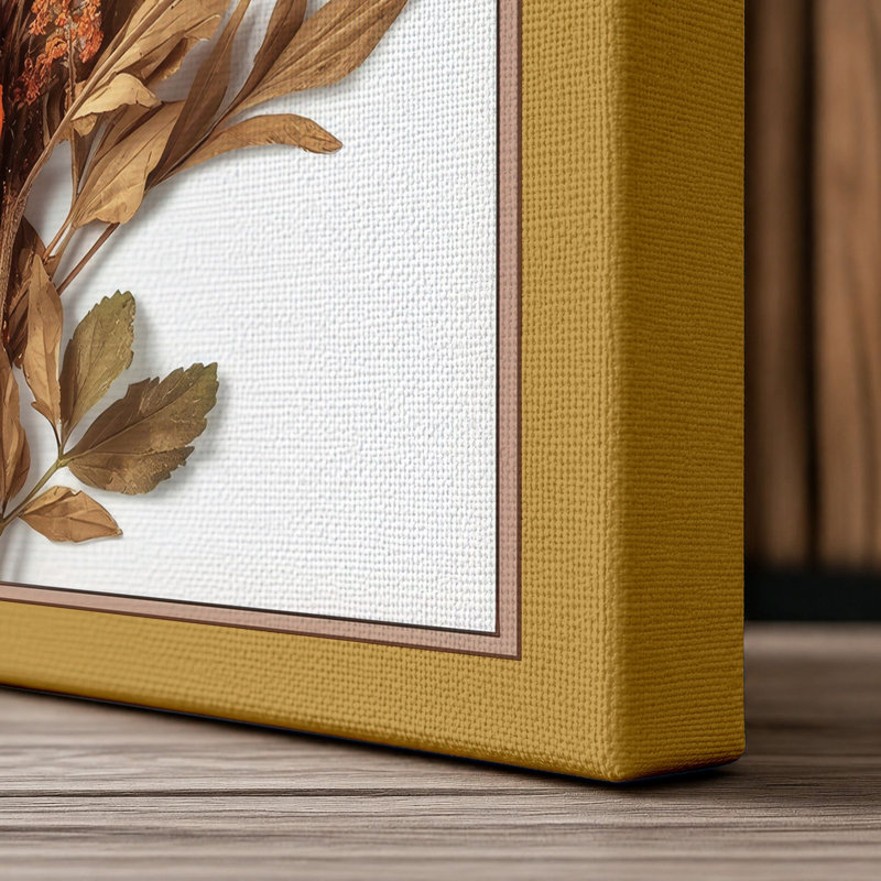 Carnation Study Botanical - Wrapped Canvas, 24x16 - 61.0 x 40.6 cm, Ochre Border