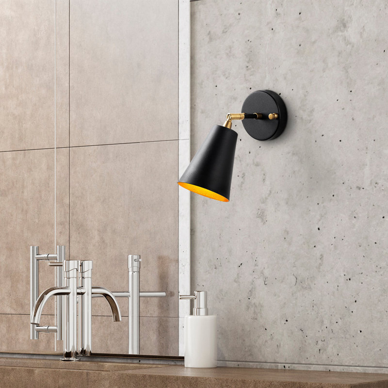 Industrial Wall Lamp, Black & Gold, 4.0 x 10.2 x 8.3 inches | Durable Metal Body, E27 Socket (Max 40W) | Elegant Scandinavian Design, Perfect for Hotels & Modern Interiors | IP20 Rated, Stylish Lighting for Home & Office Spaces