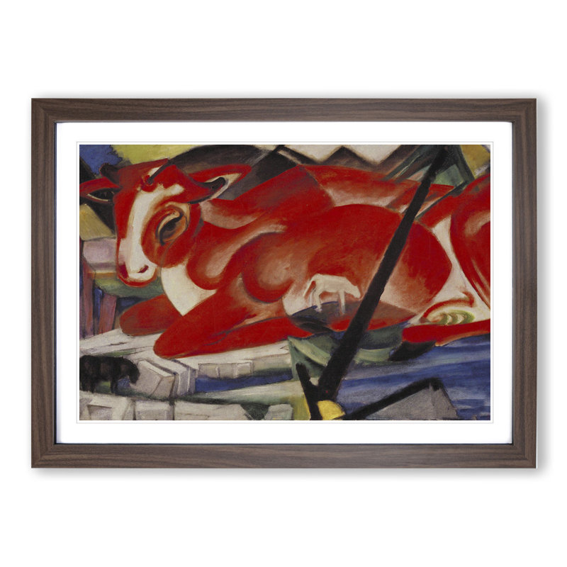 The World Cow by Franz Marc - Picture Frame Painting, Walnut, 36cm H x 48cm W x 2cm D