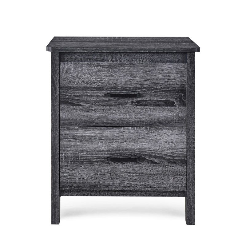 Table de chevet gris foncé en faux bois avec méthode d'assemblage simple et sans outil