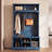 Aura Hall Tree with Bench and Shoe Storage, 5 Hooks and Open Shelves