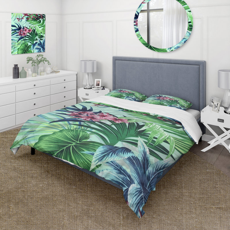 Ensemble de housse de couette Traditional - Tropical Vintage Flowers VII - Microfibre de polyester