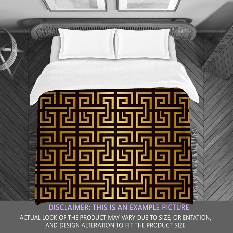 Polyester Comforter, Twin Extra Long Comforter, Brown/Gold Geometric