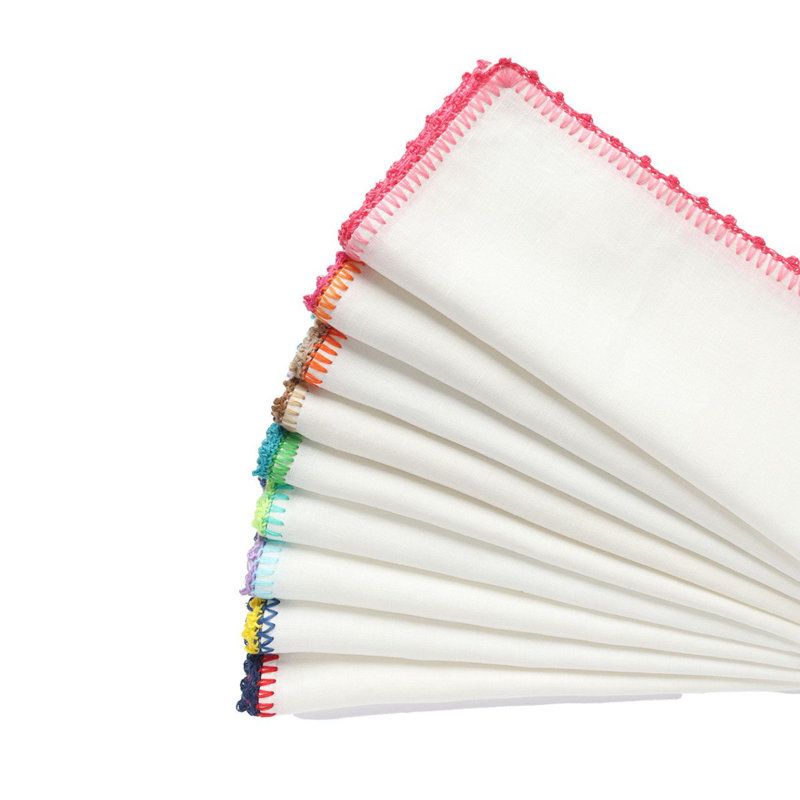 Knot Edge Linen Napkin, White/Pink/Blush