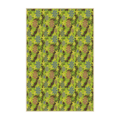 Tapis vert/jaune tissé à la machine