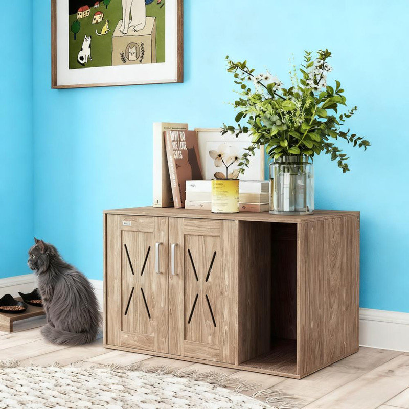 31,5 "x 19" x 20 "pour chat avec table de bout et bac à litière