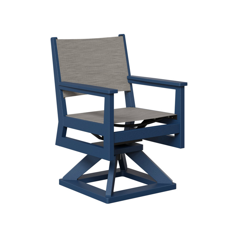 Berlin Gardens Mayhew Sling Swivel Rocker Dining Chair, Mica Pearl, Regular Navy Blue