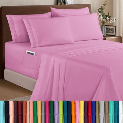 Elegant Comfort 1500 Premium Quality 6-Piece Bed Sheet Set - 18-24 Inch Extra Deep Pocket, Smart Storage Pockets, Wrinkle Free Ultra Soft 6PC Extra Deep Pocket Sheets