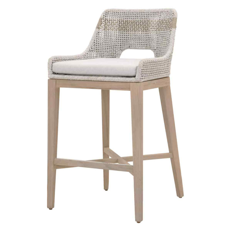 Tabouret de bar tapisserie en oléfine pour l'extérieur