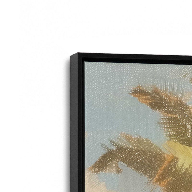 Ensemble de 3 imprimés Coastal Palms, 18 po x 12 po, Cadre flottant noir satiné