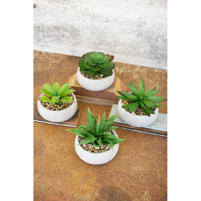 Faux Succulent in Cement Pot