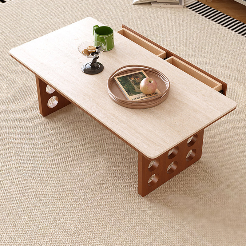 Table basse en fritté avec 2 tiroirs