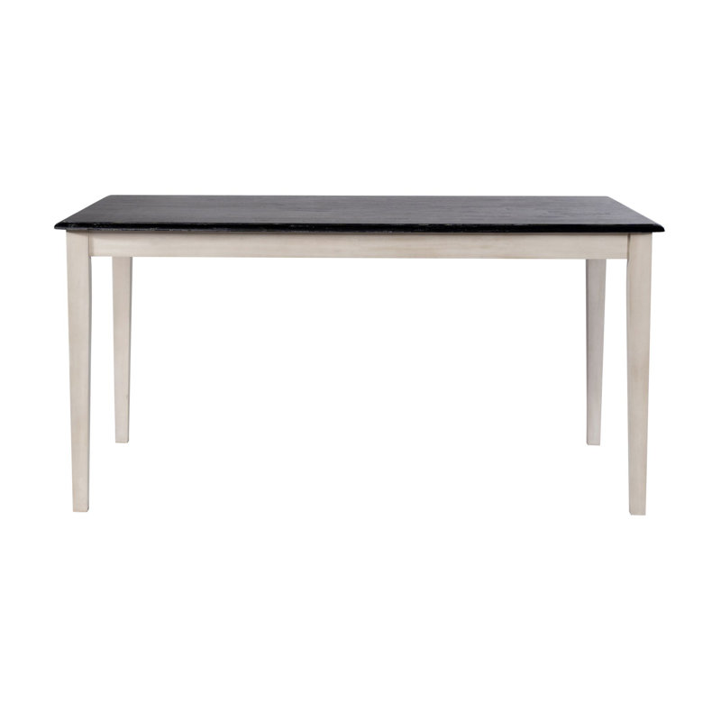 Weldy Hardwood Solid Wood Dining Table, European Black Ash/Antique White