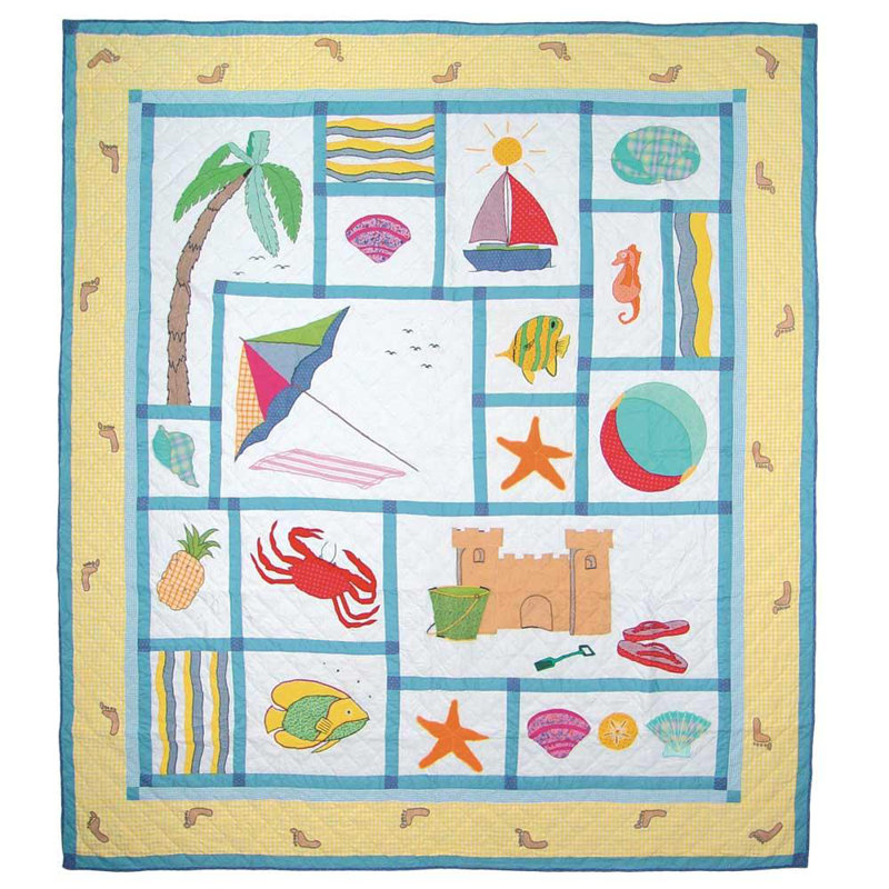 Beach Day Out Cotton Patchwork Quilt, Twin