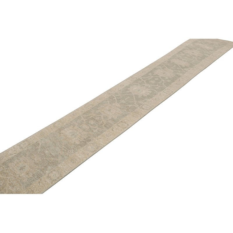Distressed Homage Hand Knotted Floral Area Rug, Runner 3' x 8'