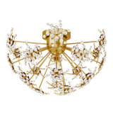 Esteracae 3 Light 24.5in x 15.5in Semi-Flush Mount in White Luster with Clear Radiance Crystals