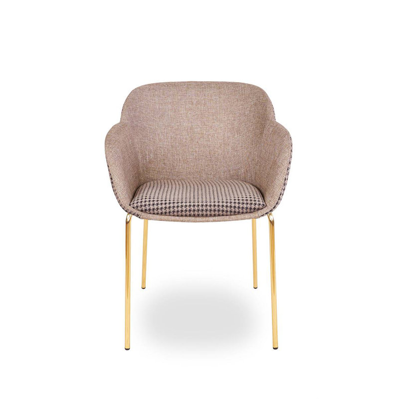 Andersonburg 43cm H Fabric Upholstered Armchair, Brown, Gold