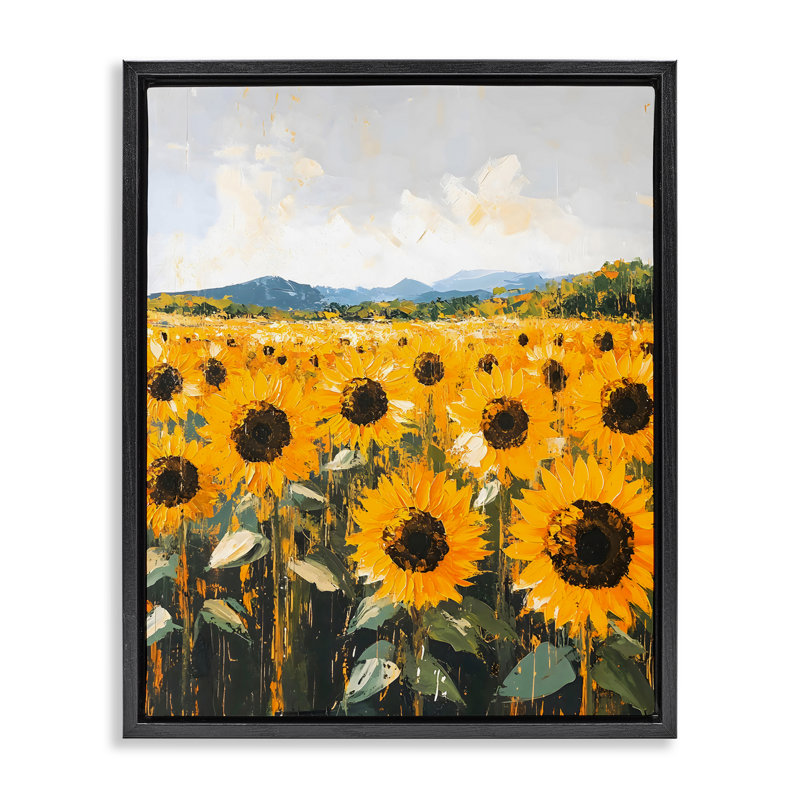Cadre flottant Endless Sunflowers Meadow, design Creative Studio, Cadre flottant noir de jais, H 21 po x l 17 po