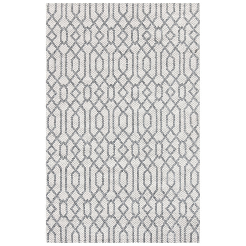Martha Stewart Cotton Geometric Rug in Silver/Gray, Rectangle 4' x 6'
