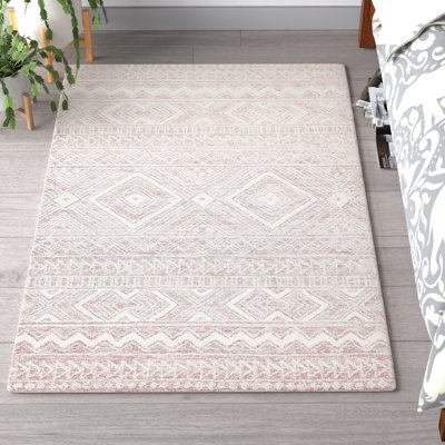 Kyndall Southwestern Handmade Tufted Wool Pink/Ivory Area Rug
