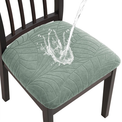 Waterproof Seat Cushion Covers 6 PCS,Washable Kitchen Chair Slipcover Protector Removable (Green)