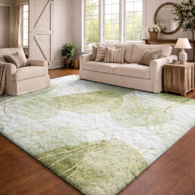 Premium Machine Washable Dream Shag ADS544 Circles Rug