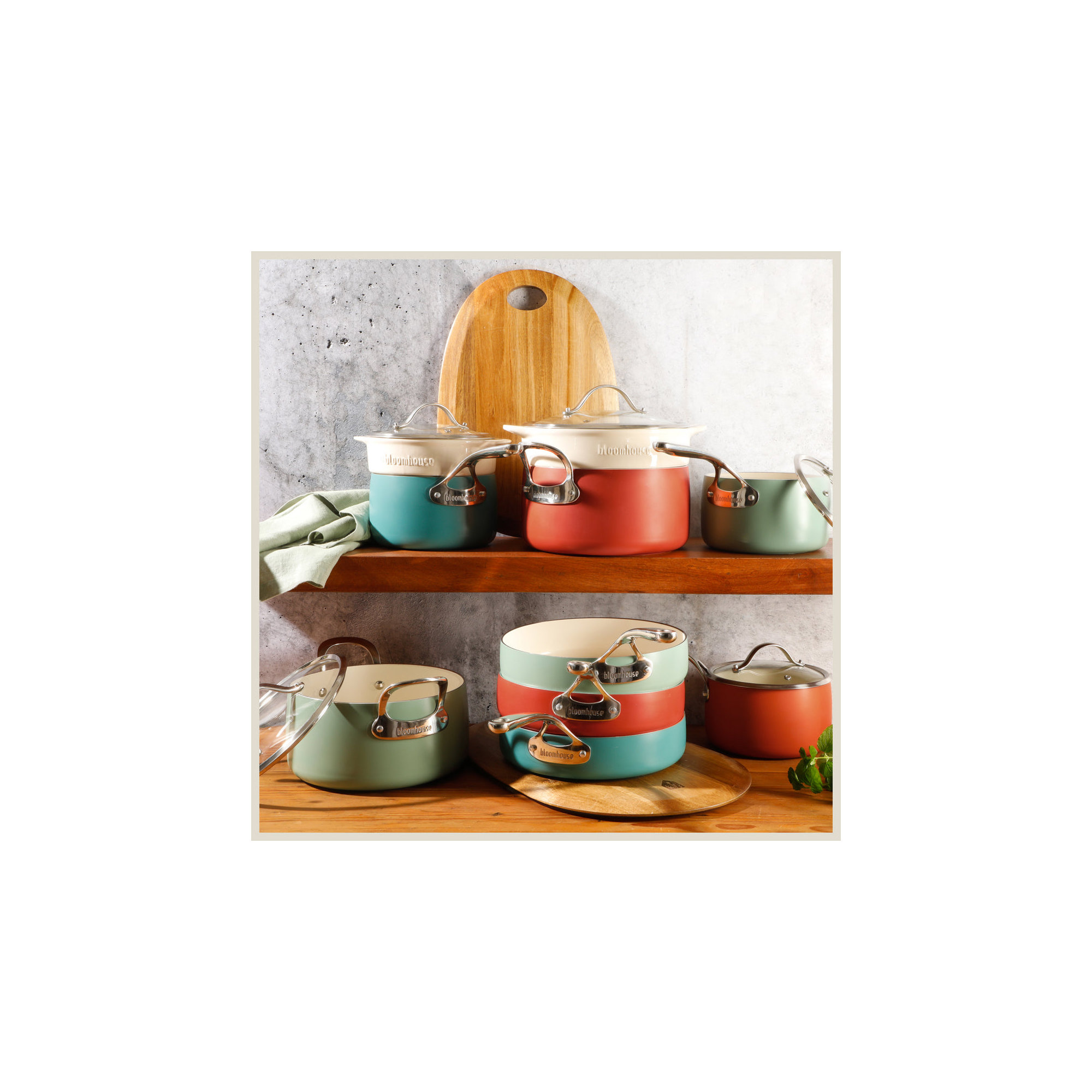 12 - Piece Non-Stick Aluminum Cookware Set, Terracota Orange