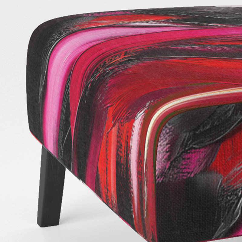 Brechta Vibrant Curve Design II - Velvet Upholstered Modern Slipper Chair, Red/Black/Pink