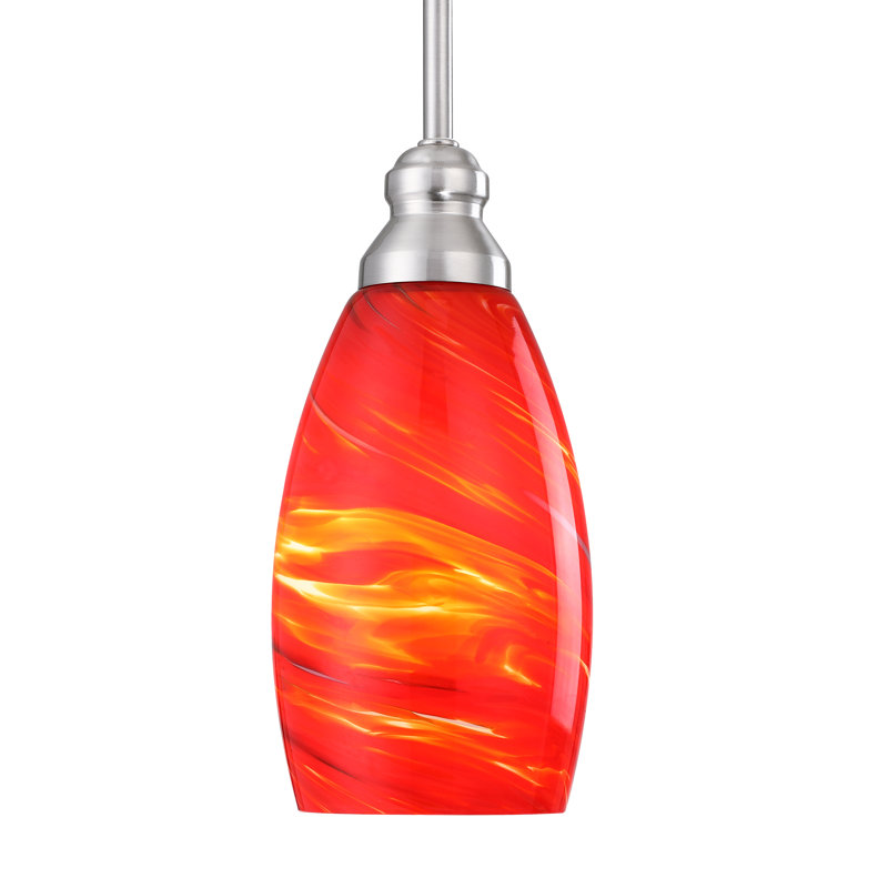 Abat-jour ovale en verre 7,64 po avec tourbillon rouge-orange