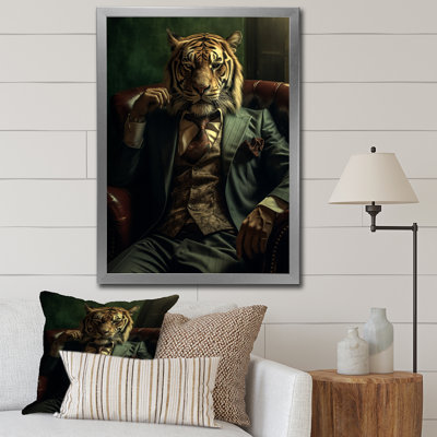 «Glamour Fashion Lion with Flower suit in Couch I», reproduction sur toile