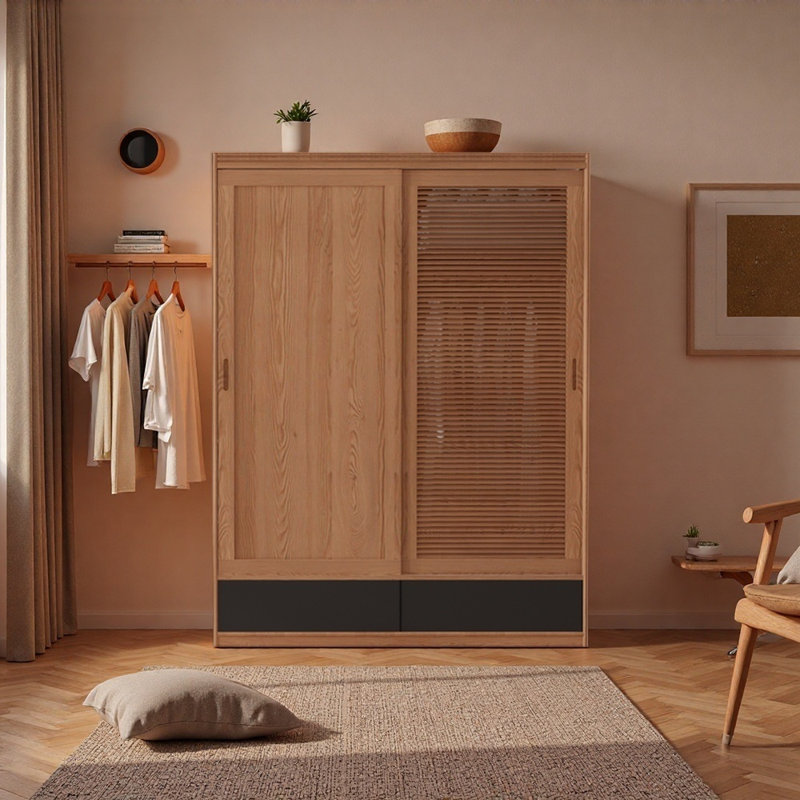 Armoire nordique minimaliste de style japonais, Bois original 