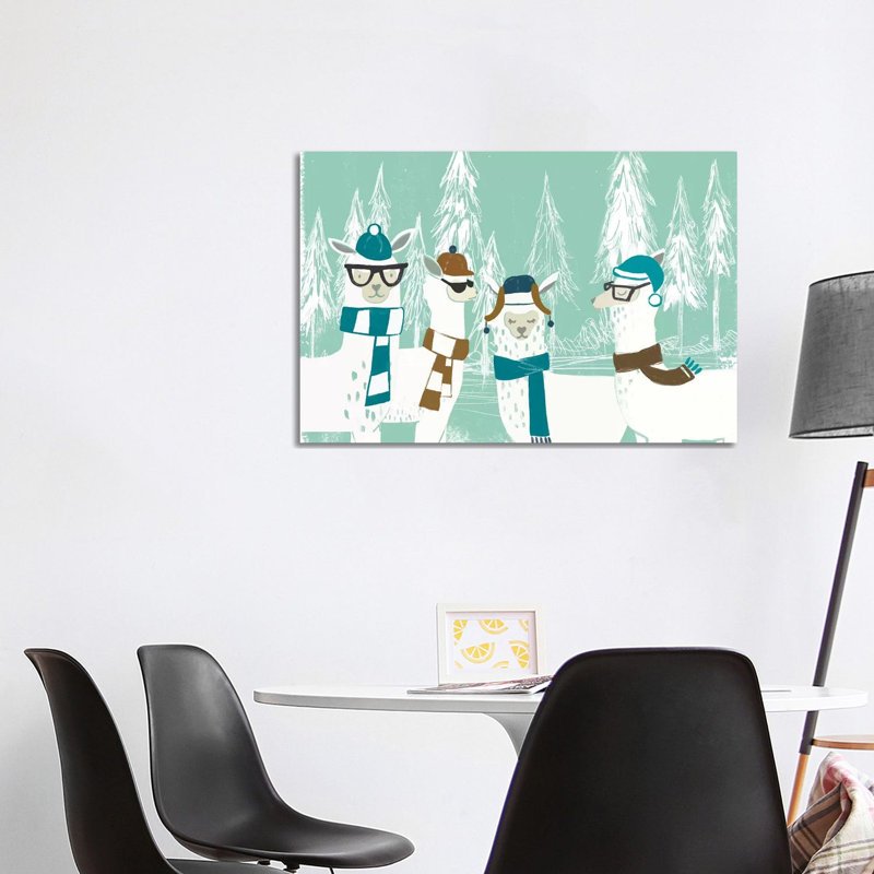 Bundle Up Llama I by June Erica Vess - Wrapped Canvas Gallery-Wrapped Canvas Giclée, 20.32 cm H x 30.48 cm W